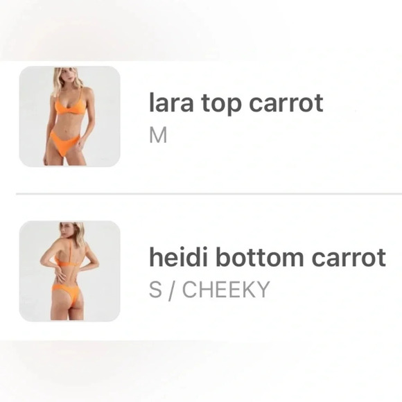 NWT OneOne Swimwear Bikini Set Orange Carrot Heidi Lara NEW Cheeky Tangerine - Picture 4 of 4